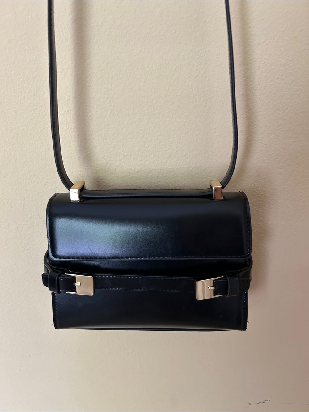H&M Black Crossbody Bag with Gold Trim